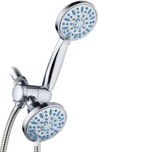 Load image into Gallery viewer, AquaDance Antimicrobial/Anti-Clog High-Pressure 30-Setting Combo Microban Nozzle Protection from Growth of Mold Mildew &amp; Bacteria for Stronger Shower Aqua, Chrome/Wave Blue Jets
