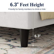 Load image into Gallery viewer, Allewie Full Bed Frame/Velvet Upholstered Bed Frame with Vertical Channel Tufted Headboard/Strong Wooden Slats/Platform Bed Frame/Mattress Foundation/Box Spring Optional/Easy Assembly/White
