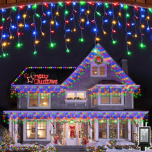 Load image into Gallery viewer, 1620 LED Christma Lights with 360 Drops, 164ft Outdoor Hanging lights with 8 Modes &amp; Timer Memory, Outsite Waterproof Curtain String Lights for Front House Fence Tree Holiday Decorations Multicolor
