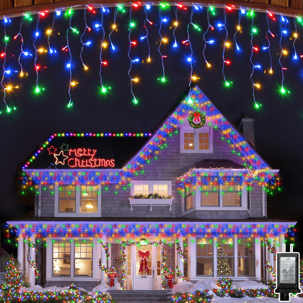 1620 LED Christma Lights with 360 Drops, 164ft Outdoor Hanging lights with 8 Modes & Timer Memory, Outsite Waterproof Curtain String Lights for Front House Fence Tree Holiday Decorations Multicolor