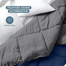 Load image into Gallery viewer, Bare Home Queen Comforter - Reversible Colors - Goose Down Alternative - Ultra-Soft - Premium 1800 Series - All Season Warmth - Bedding Comforter (Queen, Dark Blue/Grey)

