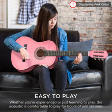 Load image into Gallery viewer, Best Choice Products 38in Beginner All Wood Acoustic Guitar Starter Kit w/Gig Bag, 6 Celluloid Picks, Nylon Strings, Capo, Cloth, Strap w/Pick Holder - Matte Black
