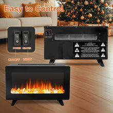 Load image into Gallery viewer, 16&quot; Small Electric Fireplace Heater - Desk Space Heater with Realistic Led 3D Flames, Freestanding Fire Places Electric Fireplace Stove, Infrared Heater Indoor, 1500w, Overheating Protection
