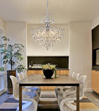 Load image into Gallery viewer, Q&amp;S Modern Crystal Chandelier Chrome Pendant Light 6 Lights for Dining Room Kitchen Island Entryway Bathroom Hallway UL Listed
