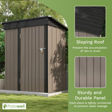 Load image into Gallery viewer, Patiowell 5x3 FT Outdoor Storage Shed, Tool Shed with Sloping Roof and Lockable Door, Metal Shed for Backyard Garden Patio Lawn, Brown
