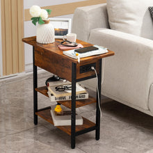 Load image into Gallery viewer, Yoobure End Table with Charging Station, Flip Top Side Table with USB Ports and Outlets, Sofa Couch Table Bedside Table for Living Room Bedroom, Narrow Nightstand with Storage Shelves for Small Space
