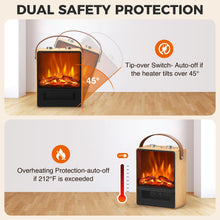 Load image into Gallery viewer, Riseon Electric Fireplace Heater for Indoor Use, 1500W/750W Space Heater Fireplace with 3D LED Flame, Double Safety Protection, Portable Fireplace Heater for Home Office Christmas Decoration
