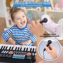 Load image into Gallery viewer, Pyle Electric Keyboard Piano 49 Keys - Portable Digital Musical Karaoke Piano Keyboard - 8 Rhythms 16 Tones, Stereo Speakers, Rechargeable Battery - Wired Microphone - Beginners Kids Adult
