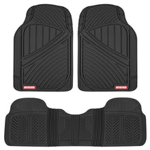 Load image into Gallery viewer, Motor Trend FlexTough Performance All Weather Rubber Car Floor Mats - 3 Piece Floor Mats Automotive Liners for Cars Truck SUV, Heavy-Duty Waterproof (Black)
