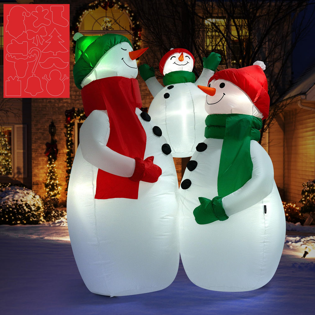VIVOHOME 6FT Christmas Inflatable Outdoor Decoration, Snowman Family Hug, Navidad Blow Up Yard Decor with Built-in LED Light for Lawn, Garden, Party