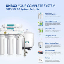 Load image into Gallery viewer, APEC Water Systems ROES-50 Essence Series Top Tier 5-Stage WQA Certified Ultra Safe Reverse Osmosis Drinking Water Filter System with Extra High Capacity Pre-Filter Set Stage 1-3

