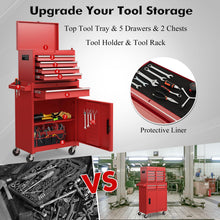 Load image into Gallery viewer, Goplus Rolling Tool Chest, 5-Drawer Tool Box Organizer w/Lockable Wheels &amp; Sliding Drawers &amp; Detachable Top &amp; Adjustable Shelf, Tool Storage Cabinet for Garage Workshop (Red)
