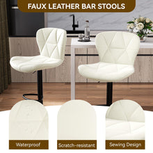 Load image into Gallery viewer, Nalupatio Modern Bar Stools Set of 2, Adjustable Faux Leather Upholstered Swivel Bar Stools, Counter Bar Chairs with Back for Kitchen Island, White
