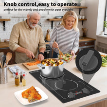 Load image into Gallery viewer, VBGK Induction Cooktop,110V 2300W 2 burner hot plate with Knob Control,9 Power Levels, Kids Lock &amp; Timer,LED touch control,Overheat Protection Electric stove,2 burner induction cooktop

