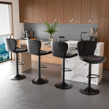 Load image into Gallery viewer, Nalupatio Modern Bar Stools Set of 2, Adjustable Faux Leather Upholstered Swivel Bar Stools, Counter Height Bar Chairs with Back for Kitchen Island, Black
