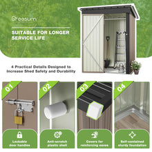 Load image into Gallery viewer, Greesum Outdoor Storage Shed 5 x 3 ft. Utility Tool Shed Metal Storage Garden Shed with Door &amp; Lock for Patio Storage, Brown
