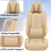 Load image into Gallery viewer, Coverado Universal Seat Covers Full Set, 5 Seats Universal Seat Covers for Cars, Waterproof NAPPA Leather Car Seat Covers with Head Pillow, Auto Protectors Fit for Most Sedans SUV Pick-up Truck, Beige
