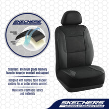 Load image into Gallery viewer, Skechers Memory Foam™ Leather Car Seat Covers, Air Cool Mesh Thick Seat Covers, Black Two Front Seat Covers, Airbag Compatible, Automotive Comfort &amp; Protection for Most Cars, Vans, Trucks, SUV (Black)
