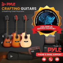 Load image into Gallery viewer, Pyle Beginner Cutaway Acoustic Guitar Kit, 4/4 Full Size All Wood Dreadnought Stringed Instrument with Gig Bag, Steel Strings, Picks, Strap, Capo, For Students and Adults, Natural
