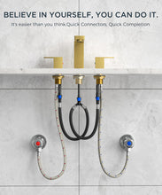 Load image into Gallery viewer, Gold Bathroom Faucet, FORIOUS Brushed Gold Bathroom Faucets with Pop Up Drain and CUPC Hose, 8 Inch Widespread Bathroom Faucet, Two Handle Bathroom Faucet 3 Hole, Faucets for Bathroom Sink for 6-12&quot;
