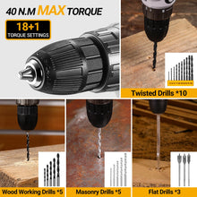 Load image into Gallery viewer, Cordless Drill Tool Kit Set: 20V Power Drill Tool Box with Battery Electric Drill Driver for Men Home Hand Repair Basic Toolbox Tools Sets Drills Case
