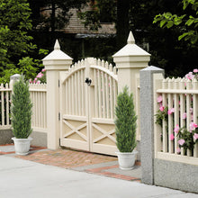 Load image into Gallery viewer, THE BLOOM TIMES 4ft Cedar Topiary Trees – Artificial Outdoor Fake Potted Plants, UV Resistant Faux Evergreen Pine &amp; Cypress Bushes Shrubs for Front Porch Planter Decor, 4 Foot Set of 2
