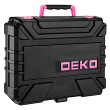 Load image into Gallery viewer, DEKOPRO Drill Set: Tool Set with 8V Pink Cordless Drill, Home Tool Kit with Drill, Hand Tool Kits for Women 126 Piece
