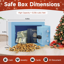 Load image into Gallery viewer, Goldenkey Small Safe Box for Money, Digital Safe Box with Keys&amp;Code for Cash and Coin, Mini Safe for Kids Personal Items for Home, 6.69&quot;D x 9.05&quot;W x 6.69&quot;H, 0.236 Cu.Ft.
