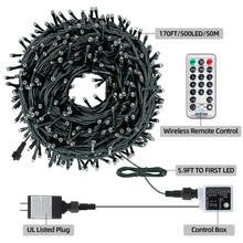 Load image into Gallery viewer, MZD8391 170FT 500 LED Christmas Lights Outdoor Indoor, Waterproof Color Changing Christmas Tree Lights for Christmas Decorations with Timer, Memory [11 Lighting Modes] (Warm White+Mulitcolor)
