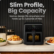Load image into Gallery viewer, Chefman Air Fryer TurboFry 7-Qt, 6-in-1 High-Powered 450°F Cooking for Crispier Results, Compact Space-Saving Design, Air Fry, Bake, Broil, Reheat, Dehydrate, Defrost, Fast &amp; Even Cooking – Black
