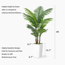 Load image into Gallery viewer, ASTIDY Artificial Palm Tree 5FT - Fake Tree with White Tall Planter - Faux Tropical Areca Floor Plant in Pot - Artificial Silk Plant for Home Office Living Room Decor Indoor
