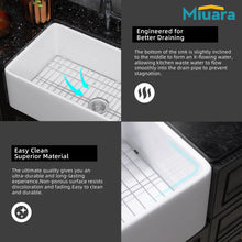 Load image into Gallery viewer, Miuara Farmhouse Sink 33 Inch - Apron Front Farmhouse Sink White 33&quot;x18&quot;x10&quot;, Fireclay Farm Sink, Farmer Barn Sink, White Undermount Kitchen Sink Single Bowl with Accessories, for Kitchen
