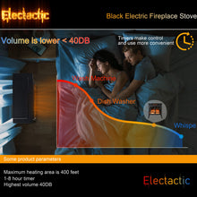 Load image into Gallery viewer, Electactic 24Inch Electric Fireplace Stove , Free-Standing Infrared Fireplace Stove, Controllable 3D Flame, 4 Variable Flame&amp;Log Colors, 1500w, 5100BTU, Black (S230B-BLACK), 23.5&quot;L X 10.7&quot;W X 24.3&quot;H
