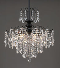 Load image into Gallery viewer, Q&amp;S Crystal Chandelier for Dining Room,Modern Black Crystal Pendant Light,6 Lights for Kitchen Island Entryway Bathroom Office Bar UL Listed
