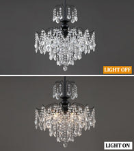 Load image into Gallery viewer, Q&amp;S Crystal Chandelier for Dining Room,Modern Black Crystal Pendant Light,6 Lights for Kitchen Island Entryway Bathroom Office Bar UL Listed
