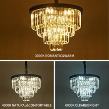 Load image into Gallery viewer, ZSMINGHUI Modern Crystal Chandelier Black Crystal Chandelier Round Top 16&quot; Suspension Ceiling Light 4 Tier K9 Crystal Chandelier 5 Lights Dining Room Living Room Bedroom
