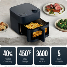 Load image into Gallery viewer, Chefman Crispinator Air Fryer 6-in-1 with 8 Qt capacity, 450°F Max Temp with TurboFry Pro Technology for Fast and Even Results, Viewing Window, Nonstick Ceramic Basket
