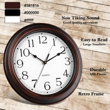 Load image into Gallery viewer, KECYET 14 Inch Wall Clocks Battery Operated Silent Non-Ticking Wall Clock Vintage Retro Rustic Style Decorative for Living Room Kitchen Farmhouse (Bronze)
