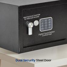 Load image into Gallery viewer, SereneLife Digital Safe &amp; Lock Box - Safety Box for Cabinets, Home, Office, or Hotels - Ideal for Money, Cash, Jewelry &amp; Documents - Steel Alloy - ‎12.2&quot; x 7.8 - Includes 2 Keys
