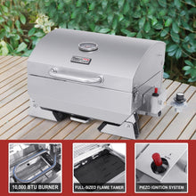 Load image into Gallery viewer, Royal Gourmet GT1001 Stainless Steel Portable Grill, 10000 BTU BBQ Tabletop Gas Grill with Folding Legs and Lockable Lid, Outdoor Camping, Deck and Tailgating, Silver
