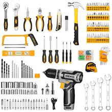 Load image into Gallery viewer, Tool Kit Box Drill Set：DEKOPRO Home Mechanic Toolbox with 12V Power Cordless Drill Hand Repair Tools Sets Combo Kits Storage Organizer Drawer Case for Men
