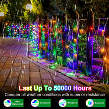 Load image into Gallery viewer, 1620 LED Christma Lights with 360 Drops, 164ft Outdoor Hanging lights with 8 Modes &amp; Timer Memory, Outsite Waterproof Curtain String Lights for Front House Fence Tree Holiday Decorations Multicolor
