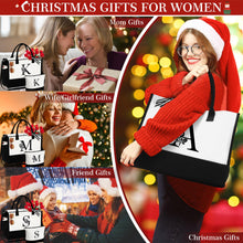 Load image into Gallery viewer, YOOLIFE Christmas Gifts for Women- Gifts for Mom, Birthday Gifts for Women, Gifts for Friend Female Christmas Mom Gifts Friendship Coworker Boss Gifts Canvas Initial K Monogram Beach Tote Bag
