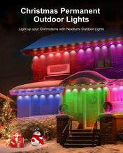 Load image into Gallery viewer, Nexillumi Permanent Outdoor Lights for House, 100ft Smart RGB Plus IC Outside Lights with 72 Scene Modes, IP68 Waterproof Eaves Lights for Christmas All Holiday Decorations
