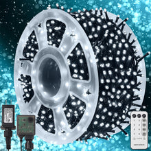 Load image into Gallery viewer, WATERGLIDE 1000 LED Christmas String Lights, 328 FT Green Wire LED Decorative Fairy Lights with Remote &amp; 8 Modes, Waterproof for Outdoor Xmas Holiday Party Garden Wedding Home Decor, Cool White
