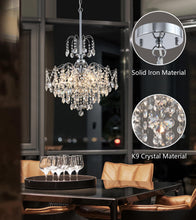 Load image into Gallery viewer, Q&amp;S Modern Crystal Chandelier Chrome Pendant Light 6 Lights for Dining Room Kitchen Island Entryway Bathroom Hallway UL Listed
