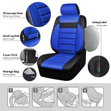 Load image into Gallery viewer, CAR PASS Leather Seat Covers Full Set Universal Water Resistant 3D Foam Back Support, Luxury Comfort Automotive 5 Seat Covers All Season Fit for SUV,Sedan,Van, Airbag Compatible Elegance(Blue Black)
