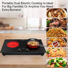 Load image into Gallery viewer, VBGK Electric Cooktop,2400W Electric Stove Top,Countertop and Built-in Hot Plate with Child Safety Lock, Timer, LED touch Knob Control,Overheat Protection,110V 2 Burner Induction Cooktop
