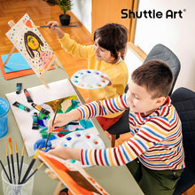 Load image into Gallery viewer, Shuttle Art 69 Pack Acrylic Paint Set, Acrylic Painting Set with 2 Pack of 15 Colors Acrylic Paint, 3 Sets of Wooden Easels, Canvas, Brushes &amp; Palettes, Art Painting Supplies for Kids Adults Beginner
