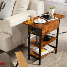 Load image into Gallery viewer, Yoobure End Table with Charging Station, Flip Top Side Table with USB Ports and Outlets, Sofa Couch Table Bedside Table for Living Room Bedroom, Narrow Nightstand with Storage Shelves for Small Space
